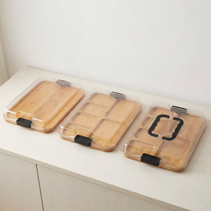 Portable Charcuterie Board – Bamboo Cheese Serving Tray with Clear Acrylic Lid for Picnics, Camping and Elegant Entertaining