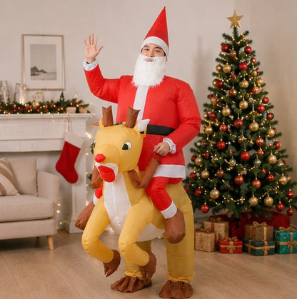 Inflatable Santa Claus Costume - Christmas Mascot Cosplay Outfit for Adults and Kids Holiday Celebrations