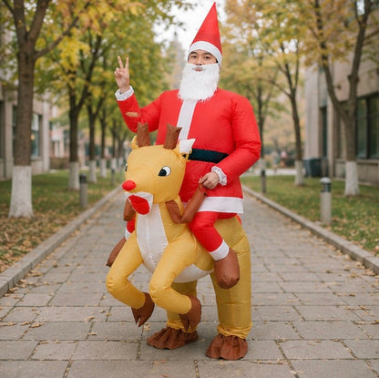 Inflatable Santa Claus Costume - Christmas Mascot Cosplay Outfit for Adults and Kids Holiday Celebrations