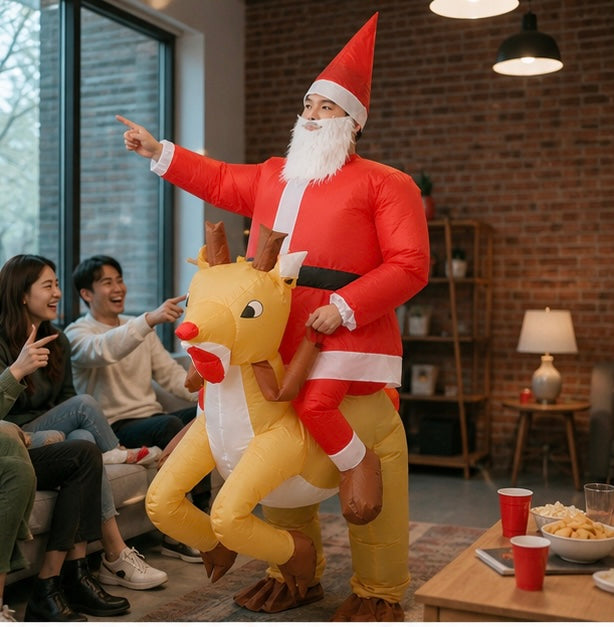 Inflatable Santa Claus Costume - Christmas Mascot Cosplay Outfit for Adults and Kids Holiday Celebrations