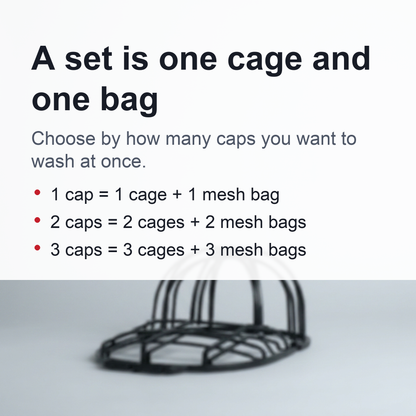 Baseball Cap Washer Cage - Rigid Hat Frame plus Mesh Wash Bag, Holds a Cap's Shape in the Washing Machine or Dishwasher