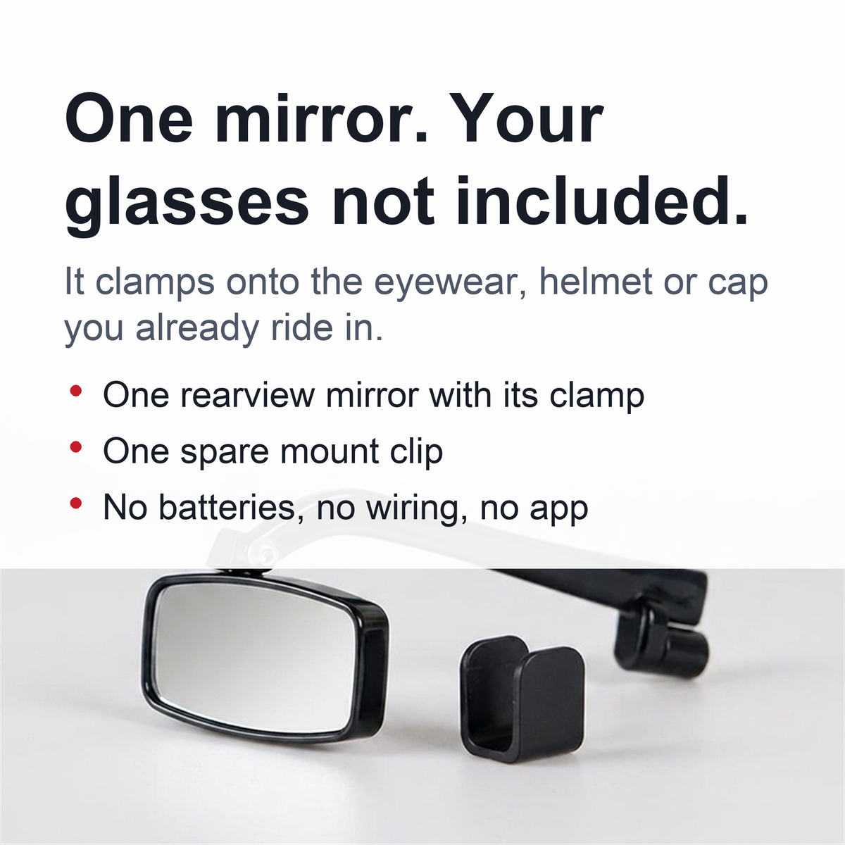 Bike Rearview Mirror for Glasses or Helmet – Mini Clip-On Cycling Mirror (Eyewear Not Included)
