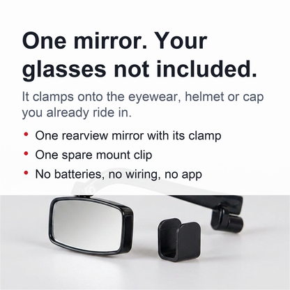 Bike Rearview Mirror for Glasses or Helmet – Mini Clip-On Cycling Mirror (Eyewear Not Included)