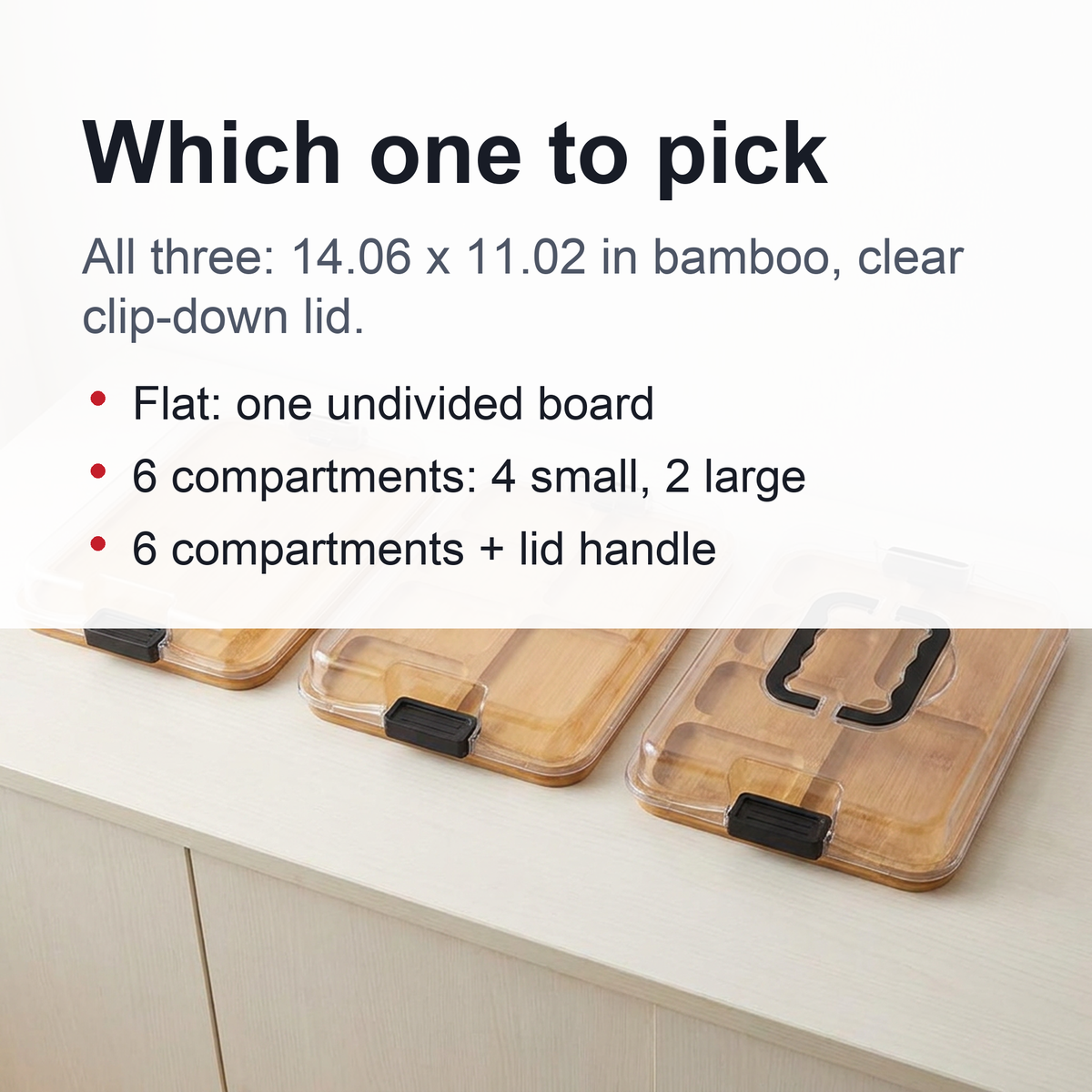 Portable Charcuterie Board – Bamboo Cheese Serving Tray with Clear Acrylic Lid for Picnics, Camping and Elegant Entertaining