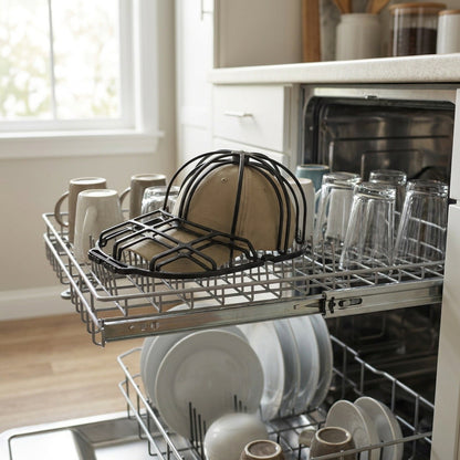 Baseball Cap Washer Cage - Rigid Hat Frame plus Mesh Wash Bag, Holds a Cap's Shape in the Washing Machine or Dishwasher