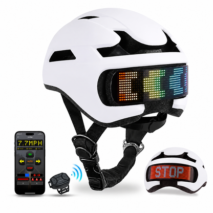 Smart LED Bike Helmet – Road and MTB Cycling Helmet with Programmable LED Display, Rear Taillight, APP Control and Rechargeable Safety Lighting