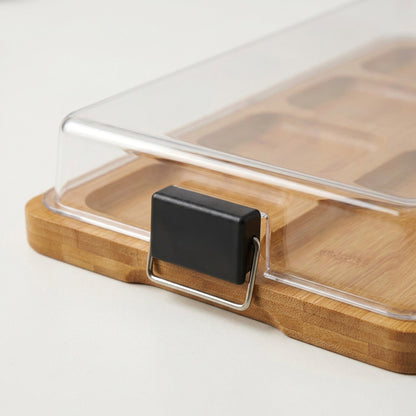Portable Charcuterie Board – Bamboo Cheese Serving Tray with Clear Acrylic Lid for Picnics, Camping and Elegant Entertaining