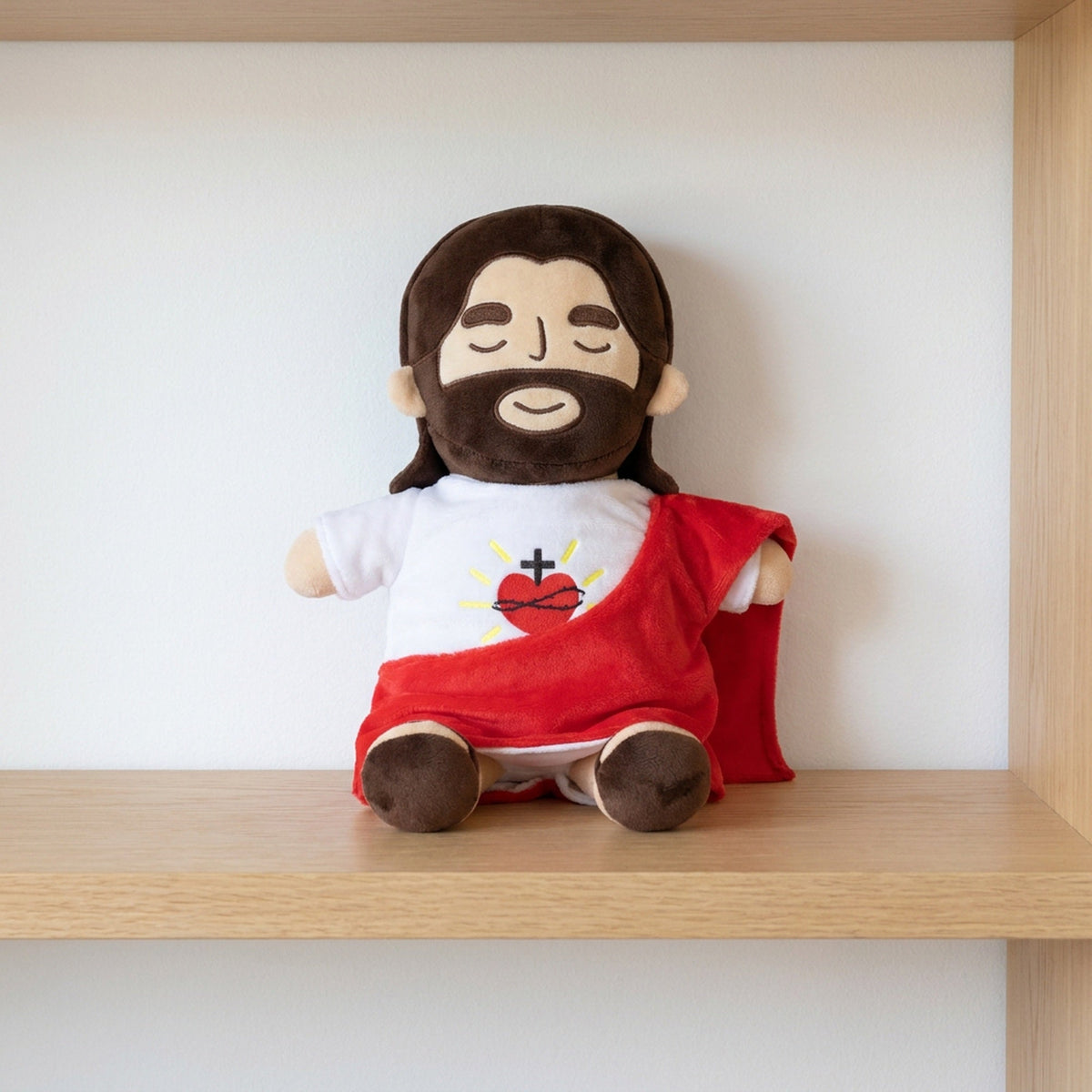 Breathing Jesus Plush Toy – Sacred Heart Comfort Plushie with Calming Breathing Modes for Kids, Easter and Christmas Gifts