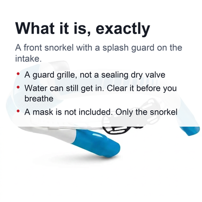 Adult Front Snorkel - Over-the-Head Swim Snorkel with Splash Guard, for Surface Snorkeling
