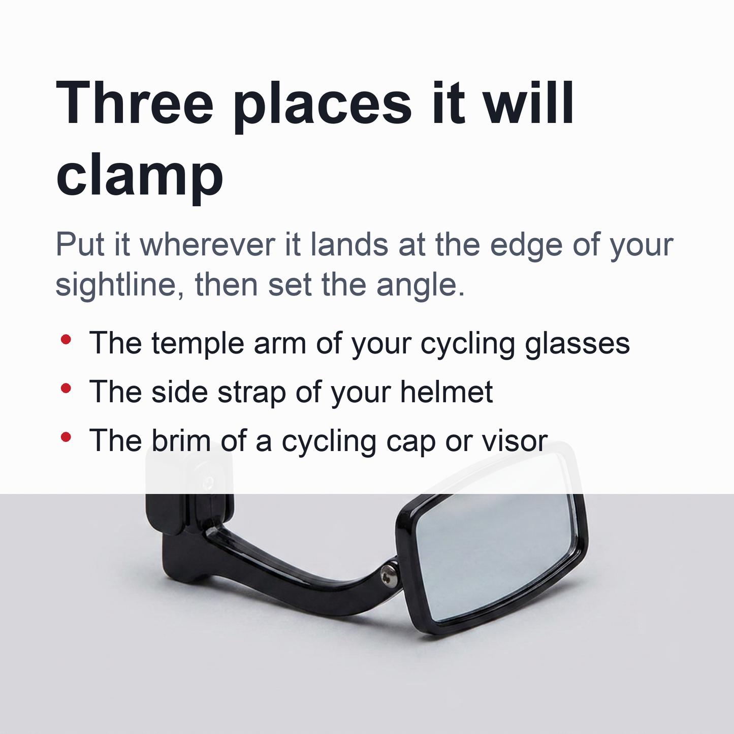 Bike Rearview Mirror for Glasses or Helmet – Mini Clip-On Cycling Mirror (Eyewear Not Included)