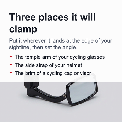 Bike Rearview Mirror for Glasses or Helmet – Mini Clip-On Cycling Mirror (Eyewear Not Included)