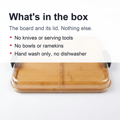 Portable Charcuterie Board – Bamboo Cheese Serving Tray with Clear Acrylic Lid for Picnics, Camping and Elegant Entertaining