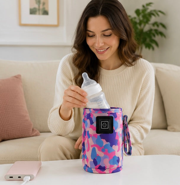 USB Baby Bottle Warmer - Portable Travel Nursing Bottle Heater with Insulated Bag for Strollers, Outdoor Feeding and Winter Use