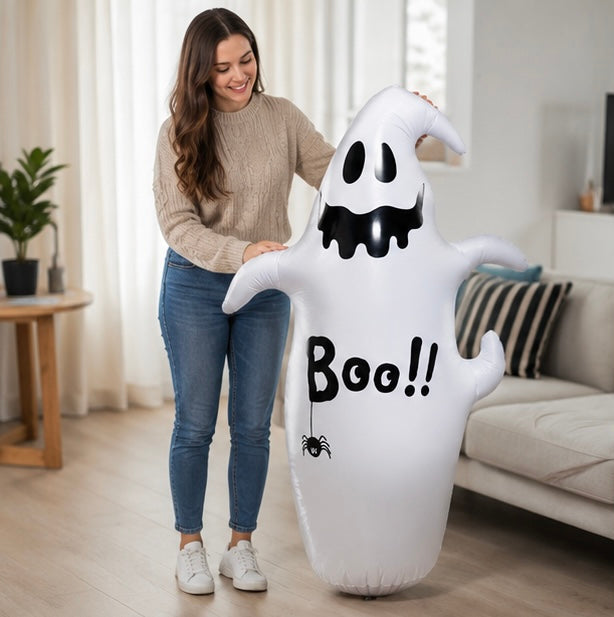 Halloween Inflatable Pumpkin Ghost Decoration - PVC Party Prop for Haunted House Displays and Seasonal Festivities