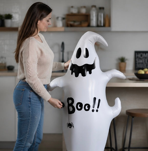 Halloween Inflatable Pumpkin Ghost Decoration - PVC Party Prop for Haunted House Displays and Seasonal Festivities