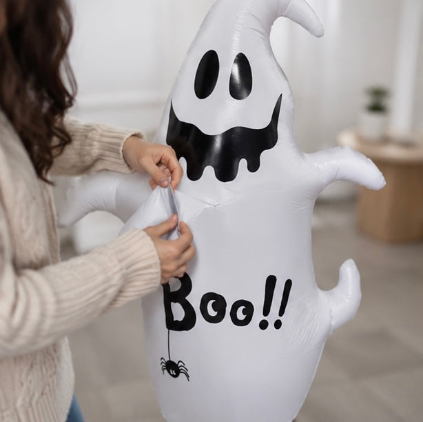 Halloween Inflatable Pumpkin Ghost Decoration - PVC Party Prop for Haunted House Displays and Seasonal Festivities