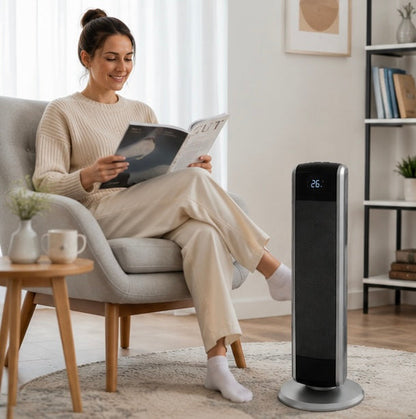 Digital Ceramic Tower Heater - 1500W Room Heater with Remote Control, Timer and Adjustable Thermostat