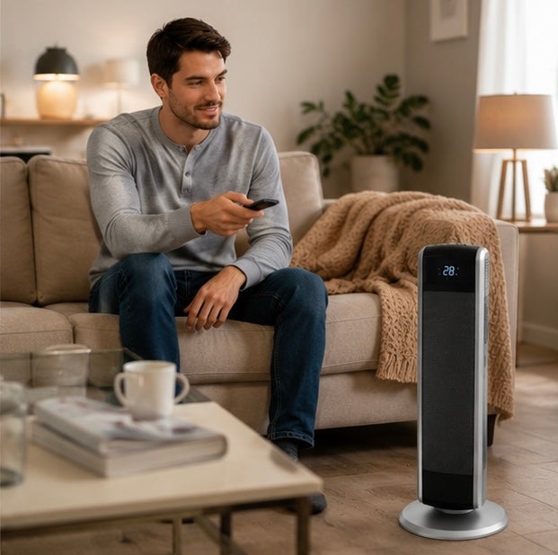 Digital Ceramic Tower Heater - 1500W Room Heater with Remote Control, Timer and Adjustable Thermostat