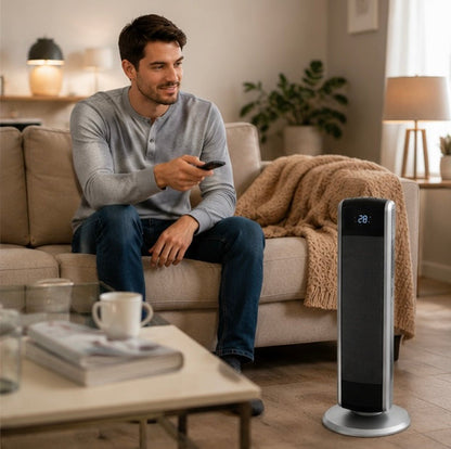 Digital Ceramic Tower Heater - 1500W Room Heater with Remote Control, Timer and Adjustable Thermostat