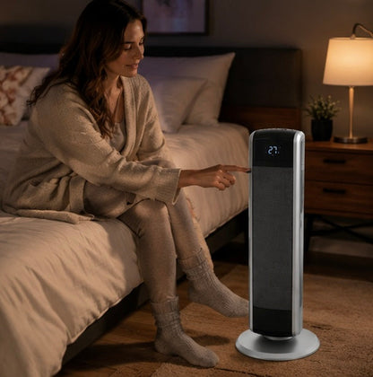 Digital Ceramic Tower Heater - 1500W Room Heater with Remote Control, Timer and Adjustable Thermostat