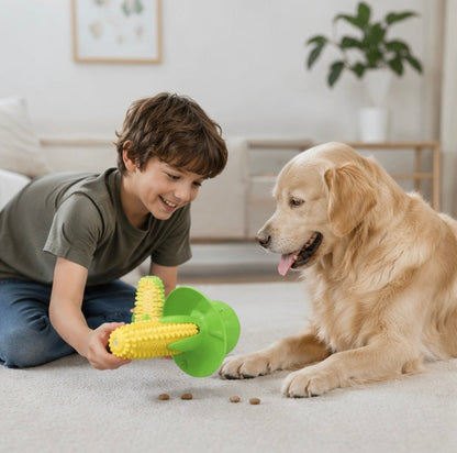 Dog Chew Stick Teething Toy - Squeaky Bite Resistant Pet Toy for Aggressive Chewers, Dental Cleaning and Interactive Fun