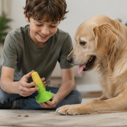 Dog Chew Stick Teething Toy - Squeaky Bite Resistant Pet Toy for Aggressive Chewers, Dental Cleaning and Interactive Fun
