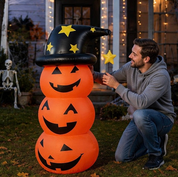 Halloween Inflatable Pumpkin Ghost Decoration - PVC Party Prop for Haunted House Displays and Seasonal Festivities