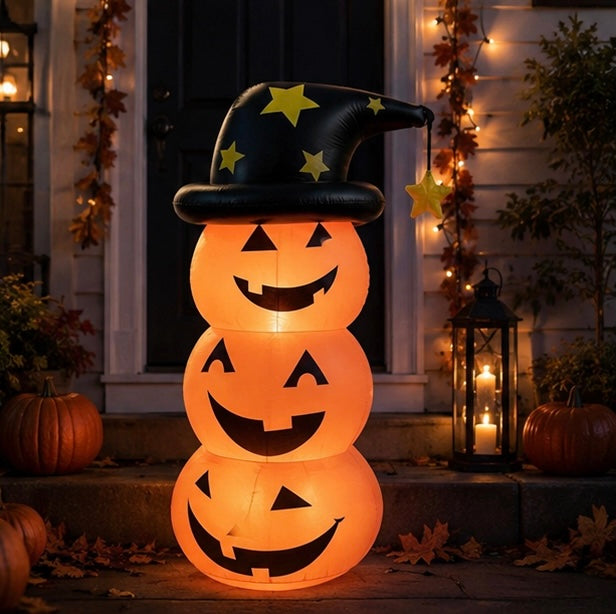 Halloween Inflatable Pumpkin Ghost Decoration - PVC Party Prop for Haunted House Displays and Seasonal Festivities