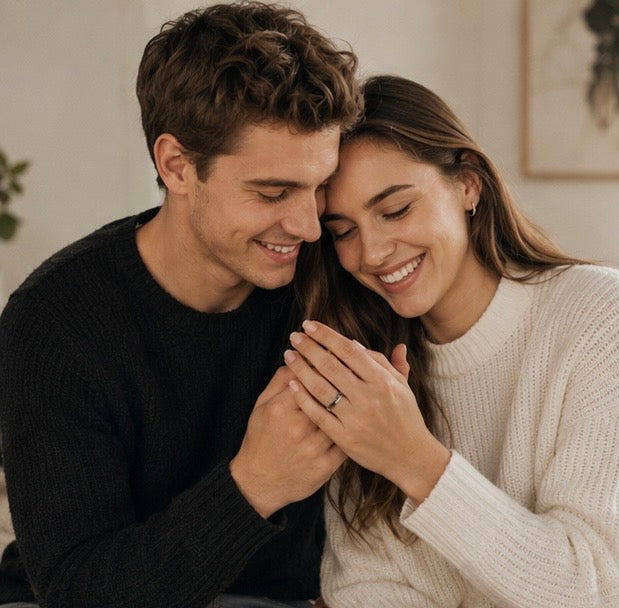 Adjustable Couple Rings Set - Romantic Silver Plated Matching Rings for Weddings, Anniversaries and Gifts