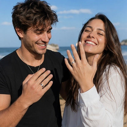 Adjustable Couple Rings Set - Romantic Silver Plated Matching Rings for Weddings, Anniversaries and Gifts