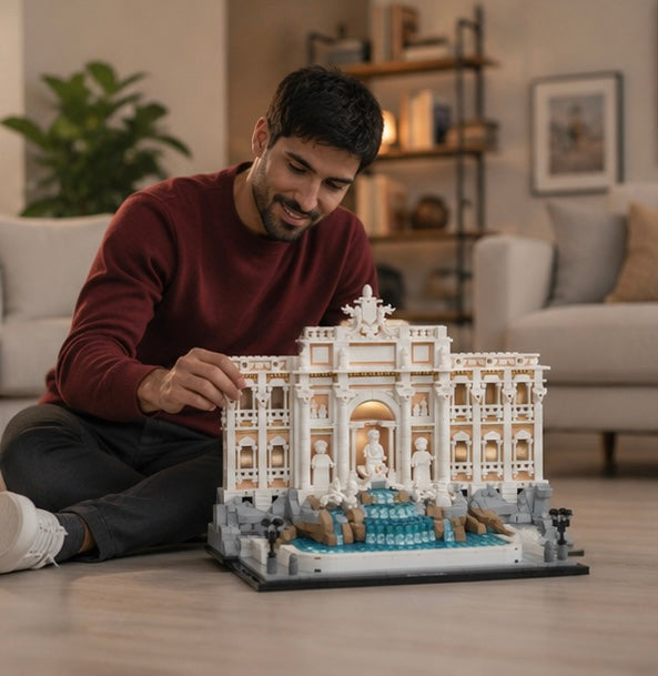 Trevi Fountain Building Blocks Set-Classic Architecture Model Compatible with LEGO Bricks for Family Fun and Decorative Display