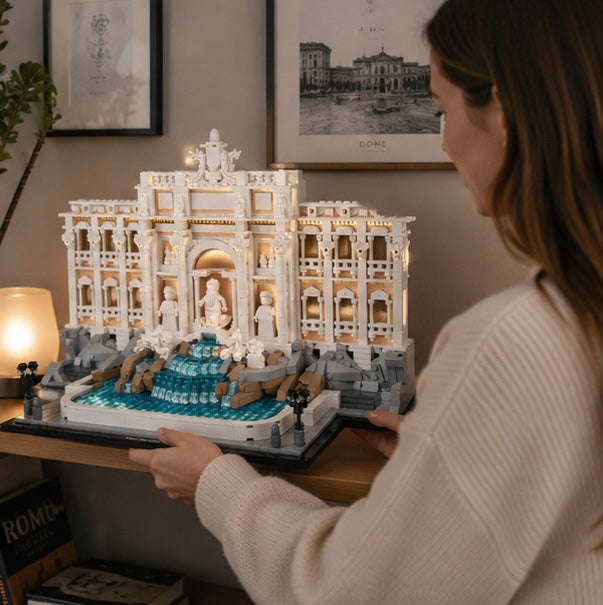 Trevi Fountain Building Blocks Set-Classic Architecture Model Compatible with LEGO Bricks for Family Fun and Decorative Display