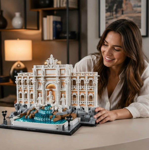 Trevi Fountain Building Blocks Set-Classic Architecture Model Compatible with LEGO Bricks for Family Fun and Decorative Display