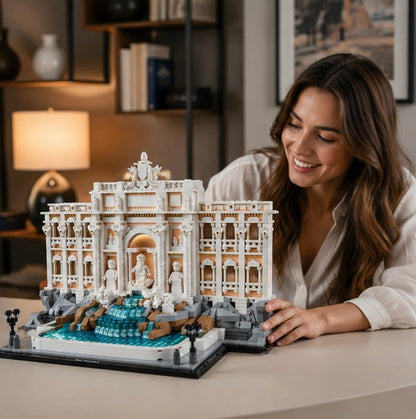 Trevi Fountain Building Blocks Set-Classic Architecture Model Compatible with LEGO Bricks for Family Fun and Decorative Display