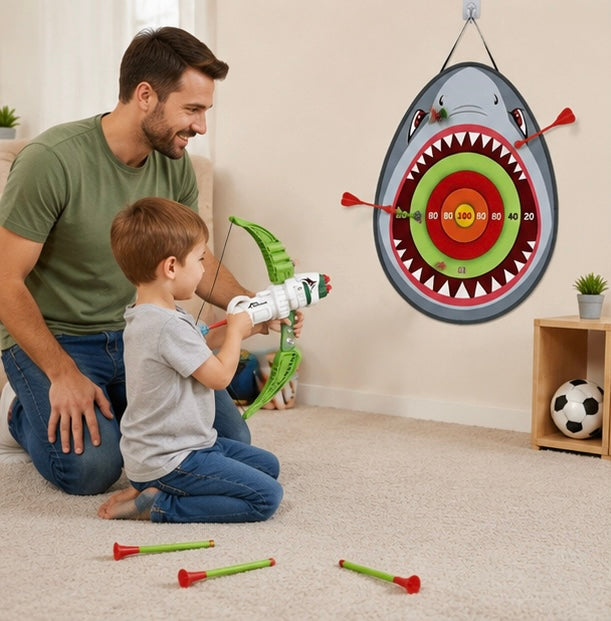 Family Archery Game Set - 4-in-1 Parent Child Outdoor Activity Toy for Skill Building, Bonding and Active Play