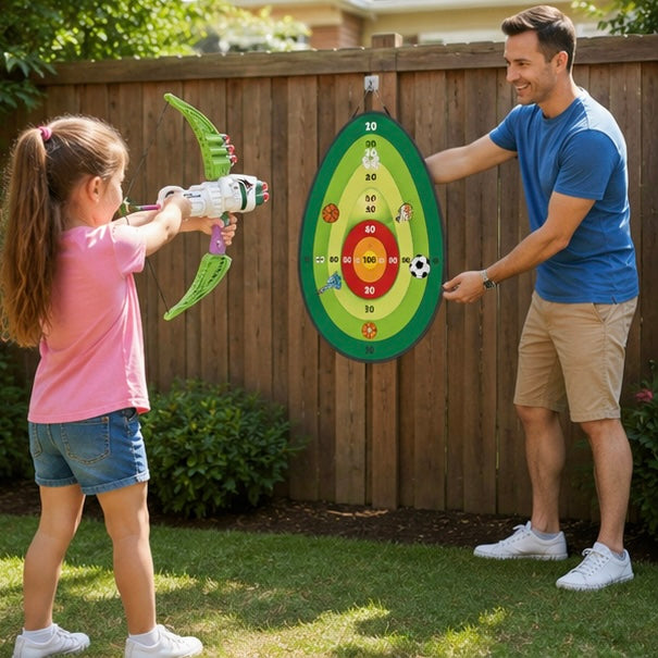 Family Archery Game Set - 4-in-1 Parent Child Outdoor Activity Toy for Skill Building, Bonding and Active Play