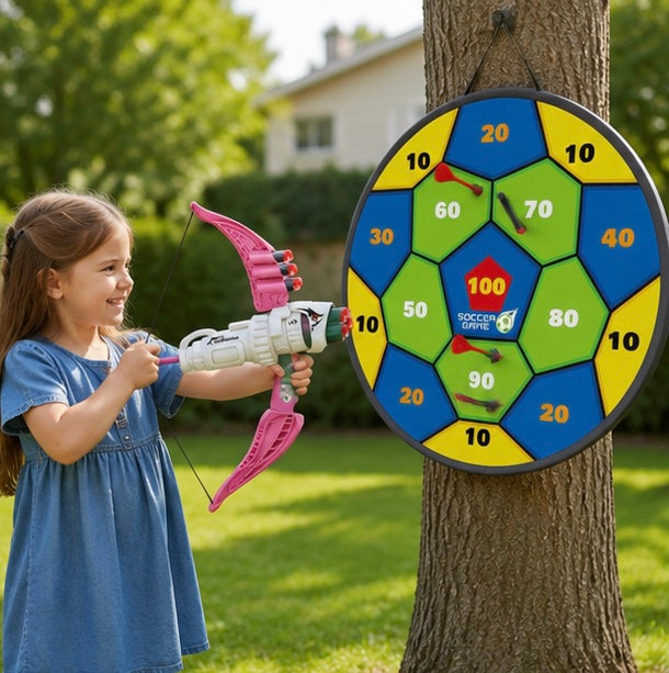 Family Archery Game Set - 4-in-1 Parent Child Outdoor Activity Toy for Skill Building, Bonding and Active Play