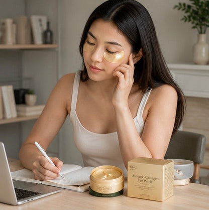 Avocado Collagen Eye Patches - Moisturizing Under Eye Masks for Dark Circles, Puffiness Reduction and Firming Skin Care