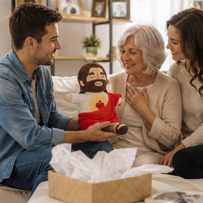 Breathing Jesus Plush Toy – Sacred Heart Comfort Plushie with Calming Breathing Modes for Kids, Easter and Christmas Gifts