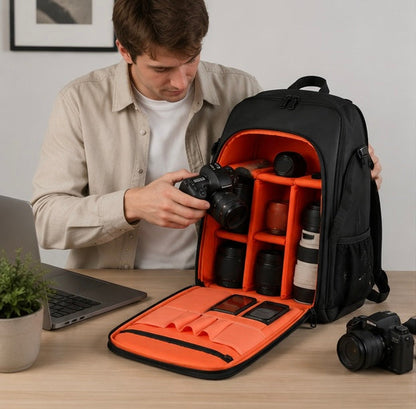 Waterproof Photography Backpack-Large Capacity DSLR Camera Bag with Tripod Holder for Travel Photography and Outdoor Adventures