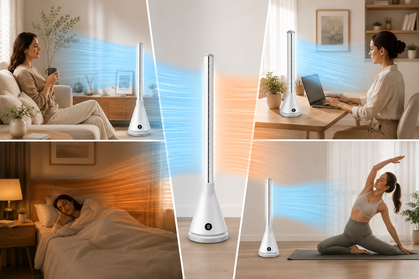 Smart Bladeless Tower Fan – WiFi Air Circulation Cooling Fan with Quiet Operation, Smart App Control for Bedroom, Living Room and Office