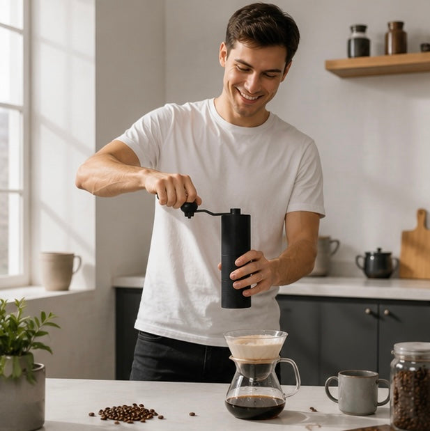 Manual Burr Coffee Grinder - Portable Adjustable Hand Coffee Mill with Precision Grinding for Fresh Espresso and Brewing