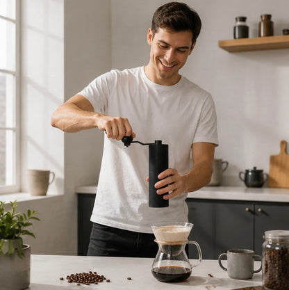 Manual Burr Coffee Grinder - Portable Adjustable Hand Coffee Mill with Precision Grinding for Fresh Espresso and Brewing