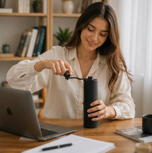 Manual Burr Coffee Grinder - Portable Adjustable Hand Coffee Mill with Precision Grinding for Fresh Espresso and Brewing