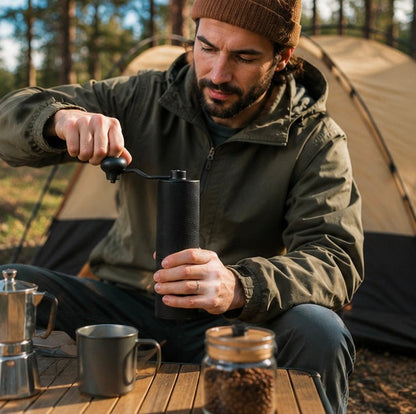 Manual Burr Coffee Grinder - Portable Adjustable Hand Coffee Mill with Precision Grinding for Fresh Espresso and Brewing