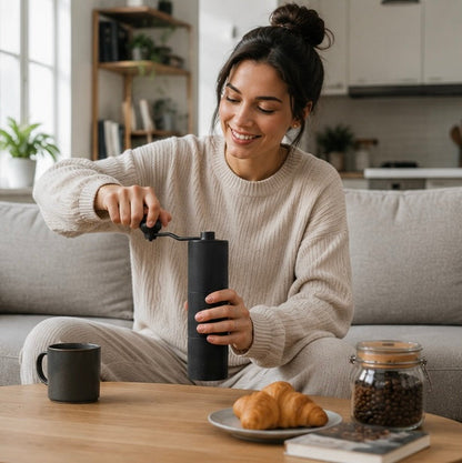 Manual Burr Coffee Grinder - Portable Adjustable Hand Coffee Mill with Precision Grinding for Fresh Espresso and Brewing