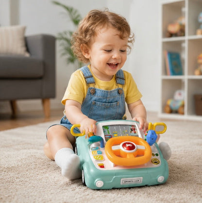 Electric Steering  Kids Driving Simulator Toy - Wheel Copilot Learning Toy for Strollers, Cars and Early Education Fun