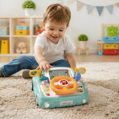 Electric Steering  Kids Driving Simulator Toy - Wheel Copilot Learning Toy for Strollers, Cars and Early Education Fun