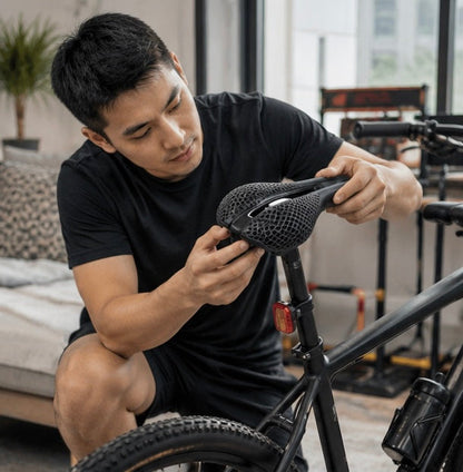 Printed Bike Saddle – 3D  Lightweight MTB and Road Bicycle Seat for Triathlon, Racing and Long Distance Comfort