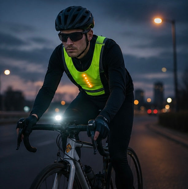 LED Reflective Cycling Vest – Safety Turn Signal Backpack Vest for Night Riding, Hiking and Outdoor Visibility